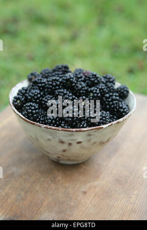 Bowl of blackberries Stock Photo