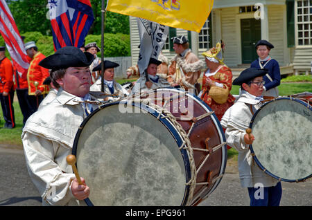 Drummers in Colonial Attire Stock Photo