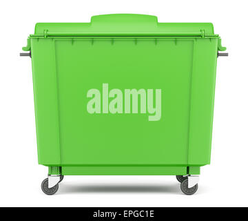 green garbage container isolated on white Stock Photo