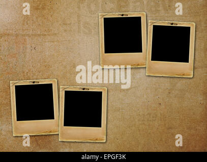 Old paper slides for photos on rusty abstract background Stock Photo