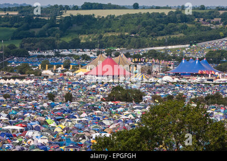 At Glastonbury Festival/ 'Glasto' held on working farm, Worthy Farm, near village of Pilton. Glastonbury Festival. Somerset, England,GB,UK, Stock Photo