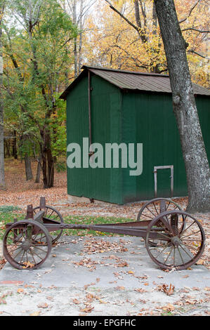 Two Horse Drawn Wagon Stock Photo