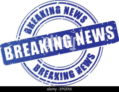 illustration of breaking news blue stamp design icon Stock Vector