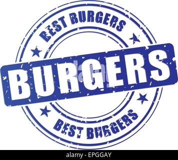 illustration of burgers blue stamp design icon Stock Vector
