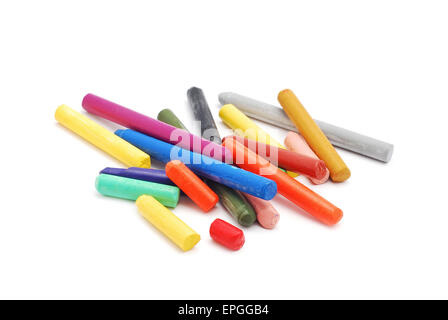 colored crayons on white background Stock Photo