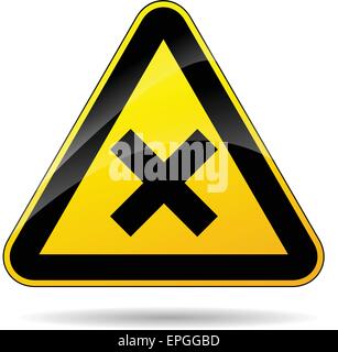 illustration of triangular warning sign with cross Stock Vector