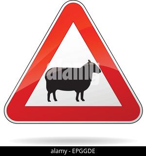 illustration of triangular warning sign for sheeps Stock Vector