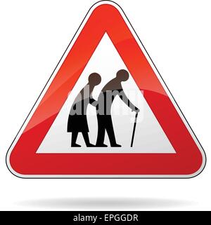 illustration of triangular warning sign for pedestrians Stock Vector