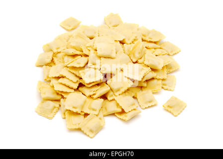 raw ravioli on white background Stock Photo