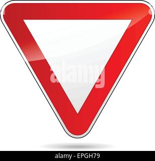 illustration of design yield triangular road sign Stock Vector