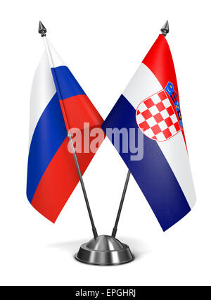 Russia and Croatia - Miniature Flags Isolated on White Background. Stock Photo