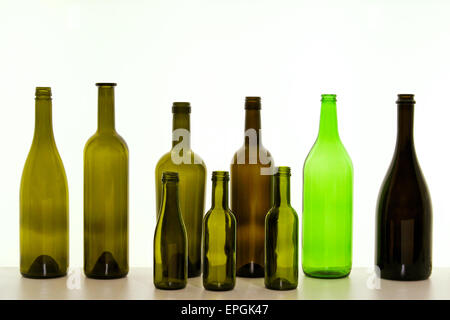 Glass bottles for wine selection at display Stock Photo