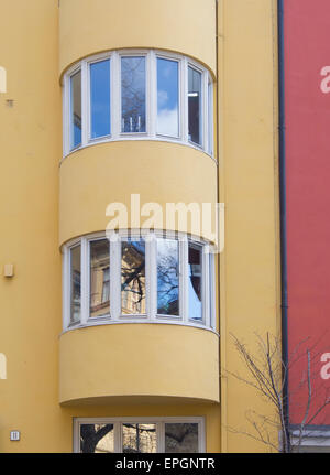 Rounded building facade in the Bislett district of Oslo Norway a popular residential area with buildings from ca 1880 to 1940 Stock Photo