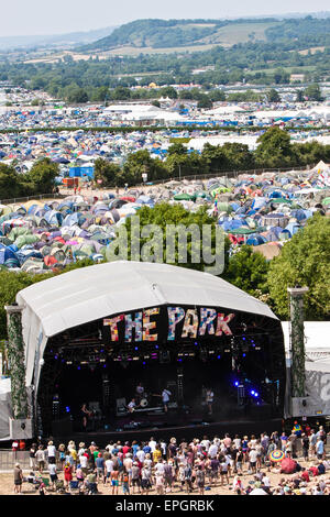 At 'The Park' stage, one of the many stages at Glastonbury Festival/ 'Glasto' held on working farm, Worthy Farm, near village of Stock Photo