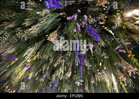 London, UK. 18th May, 2015. Upside down floral display.The Chelsea Flower Show organised by Royal Horticultural Society (RHS) in the grounds of the Royal Hospital Chelsea every May, is the most famous flower show in the United Kingdom, perhaps in the world. It attracts exhibitors and visitors from around the world, London, UK. Credit:  Veronika Lukasova/ZUMA Wire/Alamy Live News Stock Photo