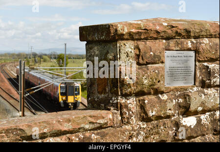 Scotland, UK. 18th May, 2015. Quintinshill near Gretna Green. Friday 22nd May marks 100 years since the largest rail disaster in British history when three trains collided at Quintinshill. One of the trains was a troop train carrying soldiers of the 7th Battalion Royal Scots deploying to the World War One battlefields of Galipolli. Over 220 people died that day most were soldiers onboard the troop train: 18 May 2015.  Credit:  STUART WALKER/Alamy Live News Stock Photo