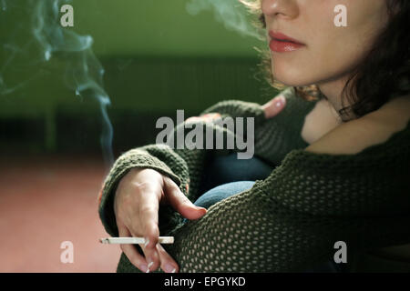 Girl with a cigarette Stock Photo