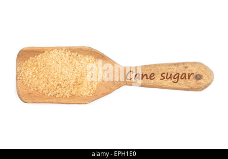 Brown cane sugar on shovel Stock Photo