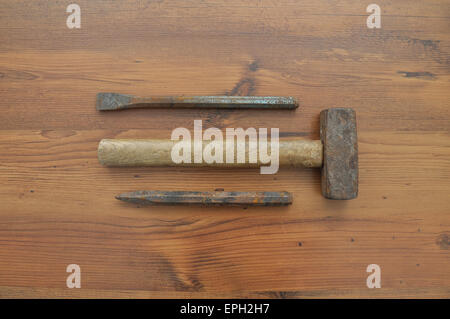 Hammer and chisel Stock Photo