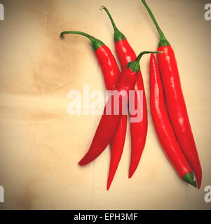 chili pepper on a wooden surface Stock Photo