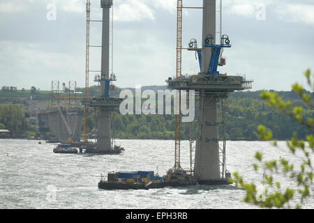 Towers of The Queensferry Crossing (formerly the Forth Replacement Crossing) the new Forth Rd Bridge in Scotland. Stock Photo