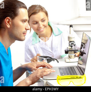 two researchers in the laboratory Stock Photo