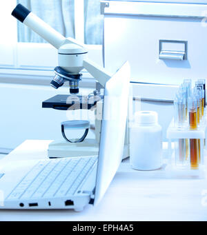 Still life. Laboratory equipment. Glass measuring flask Stock Photo - Alamy