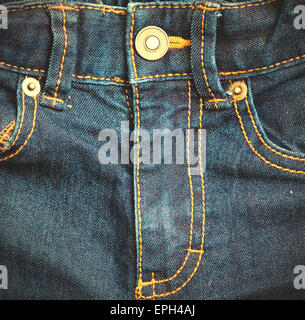 Classic blue jeans front pockets. rough denim texture. jeans on a pure  white background. free space for your text Stock Photo - Alamy