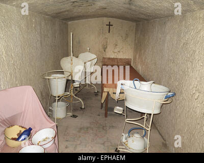 Maternity room at the Mellieha World War 11 Shelters, Malta Stock Photo