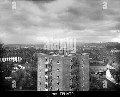 Newly constructed high rise flats in Wolverhampton, Brickklin Street 1961 1960s Britain housing Uk Stock Photo