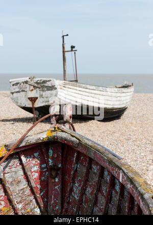 traditional fishing boats on Aldeburgh beach Stock Photo