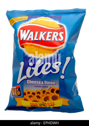 Packet of Walkers Lites Cheese & Onion Crisps Stock Photo