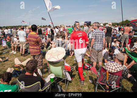 Thousands of football fans watched the football World Cup on giant screens area Glastonbury Festival/ 'Glasto' held on working f Stock Photo