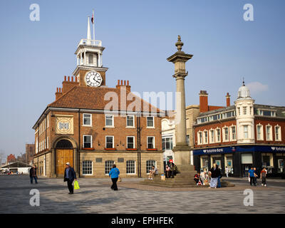 Market place and Town Hall in Stockton, England Stock Photo