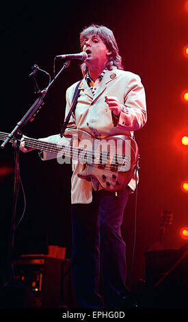 Paul McCartney in performance at Robert F. Kennedy  Football Stadium in Washington DC. July 4th 1990. Stock Photo