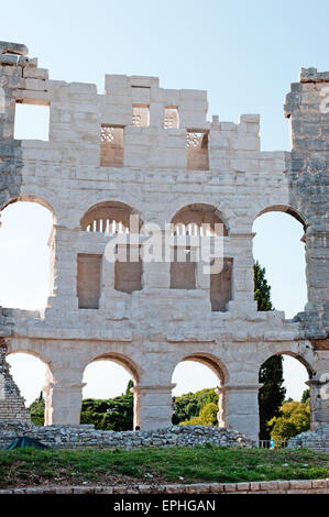 Beautiful view of famous ancient Colosseum in Pula,Croatia Stock Photo