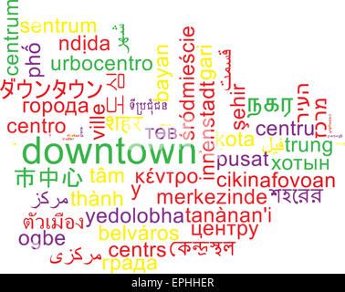 Background concept wordcloud multilanguage international many language illustration of downtown Stock Photo