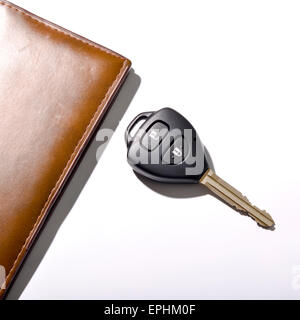 car key with wallet isolated on white background Stock Photo