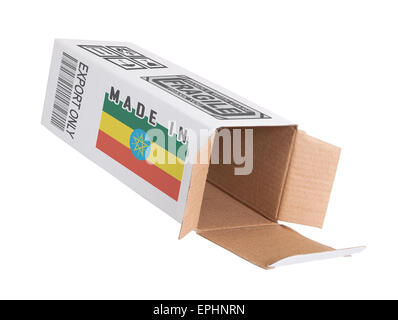 Concept of export, opened paper box - Product of Ethiopia Stock Photo