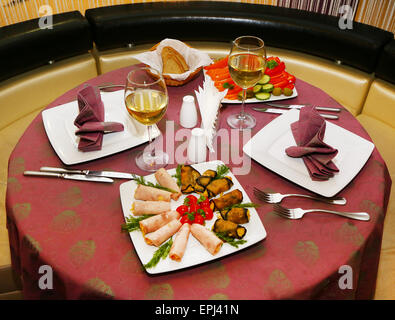 table setting in a restaurant Stock Photo