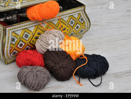 Wool and tin case Stock Photo