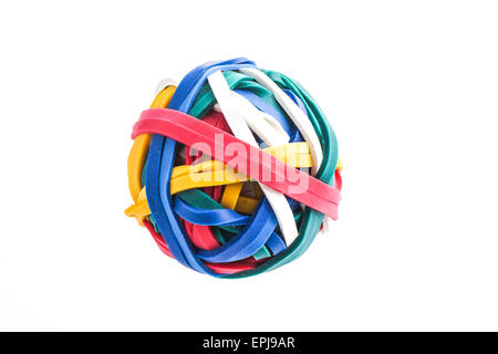 Multi color Rubber band ball isolated on white Stock Photo