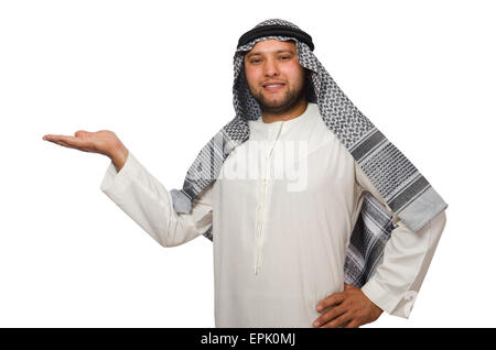 Concept with arab man isolated on white Stock Photo