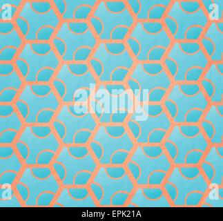 abstract seamless pattern with cyan combs over pink paper. vector background design Stock Vector