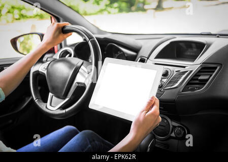Using a tablet computer. Stock Photo