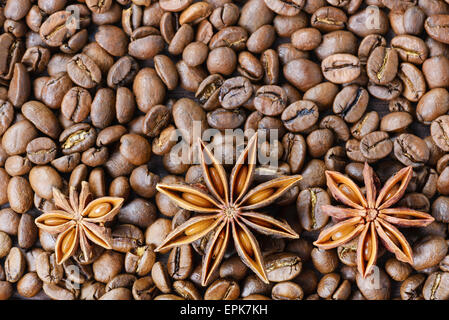 Roasted coffee beans with anise Stock Photo