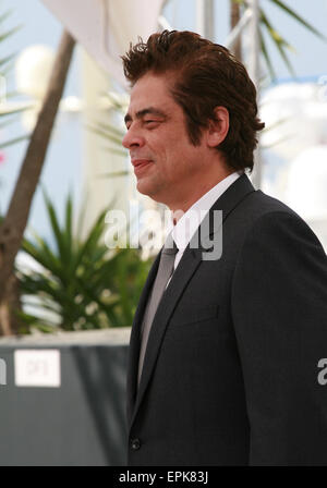 Cannes, France. 19th May, 2015. Actor Benicio Del Toro at the Sicario film photo call at the 68th Cannes Film Festival Tuesday May 19th 2015, Cannes, France. Credit:  Doreen Kennedy/Alamy Live News Stock Photo