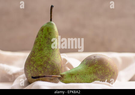 Still life with two green pears Stock Photo