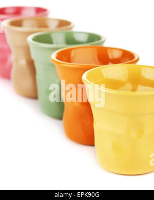 original colorful espresso cups, isolated on white Stock Photo