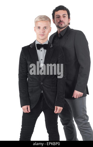 Two young men in jackets Stock Photo